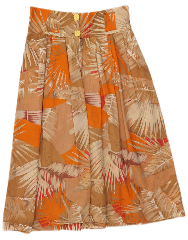 Vintage mujer A-Line falda IT 42 Medio W26 Marrón Floral Algodón