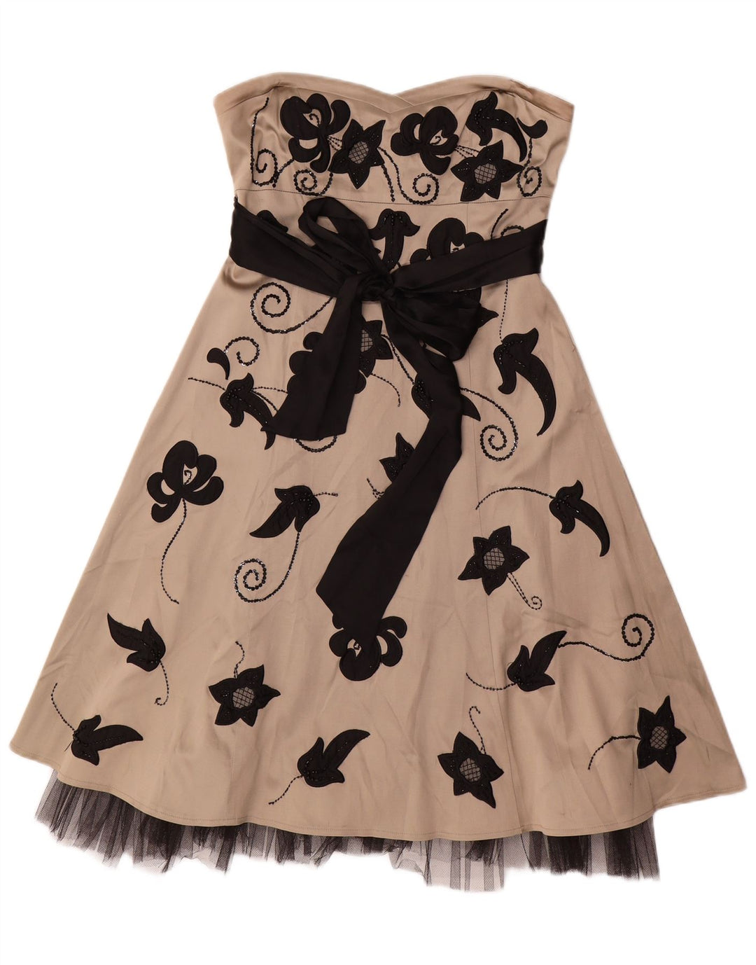 Vestido sin tirantes para mujer de Warehouse UK 42 Acetato floral beige medio