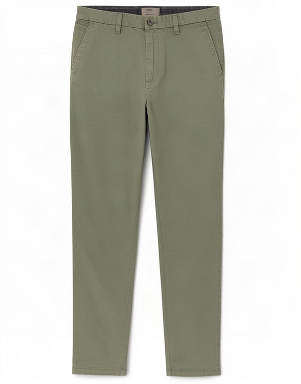 Marks & Spencer Pantalones chinos ajustados para hombre W30 L29 Algodón verde