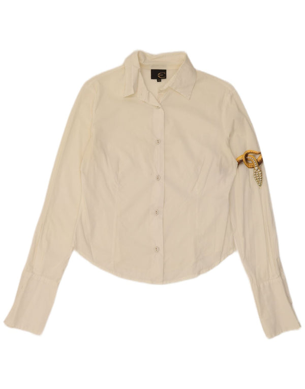 Just Cavalli Camisa gráfica para mujer IT 40 Small White Cotton