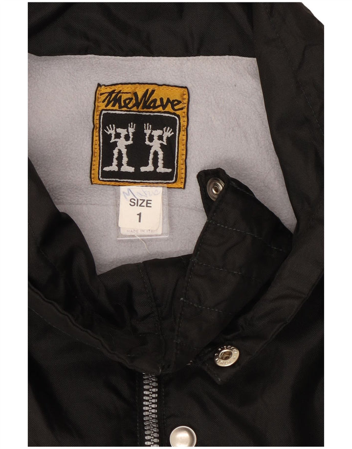 Vintage hombres gráfico cortavientos chaqueta Reino Unido 40 grande nylon negro