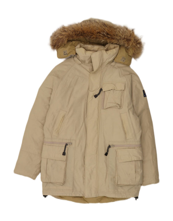 Woolrich Abrigo acolchado con capucha para hombre UK 36 Small Beige