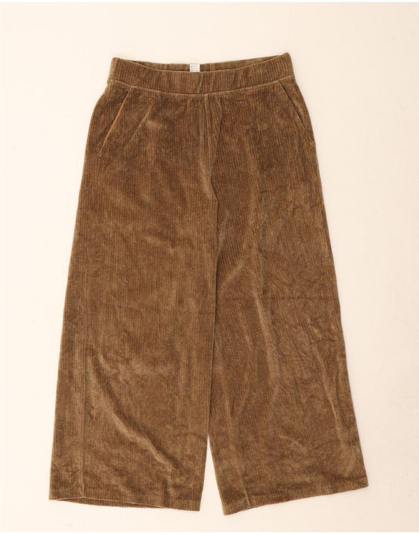 Pantalón Capri De Terciopelo De Pernera Ancha Para Mujer Benetton Pequeño W28 L23 Algodón Beige