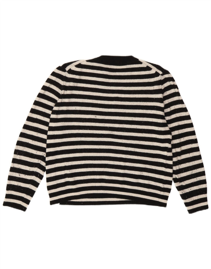 Zara Mujer Jersey De Cuello Redondo Jersey UK 44 Mediano Poliamida A Rayas Negra