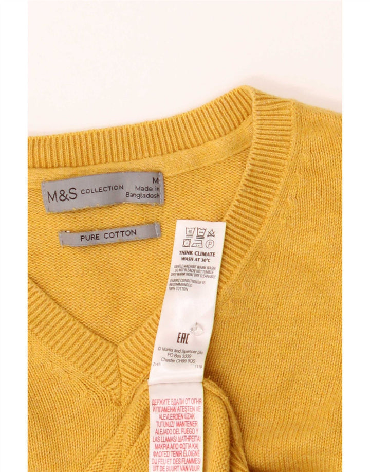 Marks & Spencer Jersey con cuello en V para hombre de algodón amarillo medio