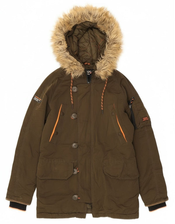 Superdry Parka extragrande con capucha para mujer UK 6 XS Poliéster caqui