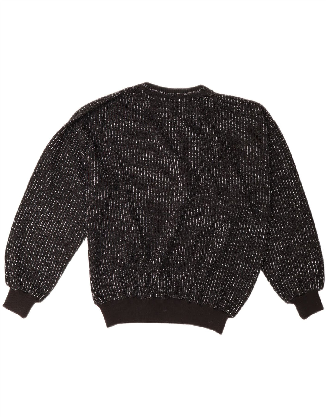 VINTAGE Womens Crew Neck Jumper Sweater IT 46 Large Black Striped Vintage Vintage and Second-Hand Vintage from Messina Hembry 