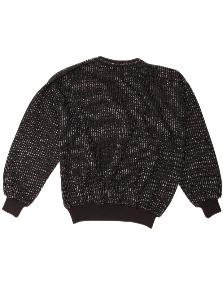 VINTAGE Womens Crew Neck Jumper Sweater IT 46 Large Black Striped Vintage Vintage and Second-Hand Vintage from Messina Hembry 