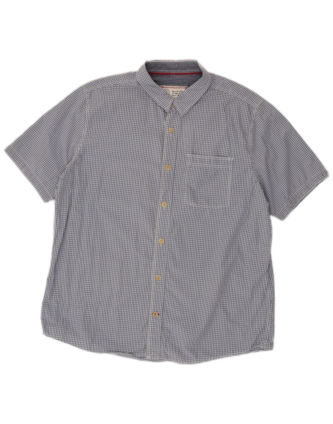 Camisa de manga corta para hombre Fat Face XL Algodón a cuadros azul