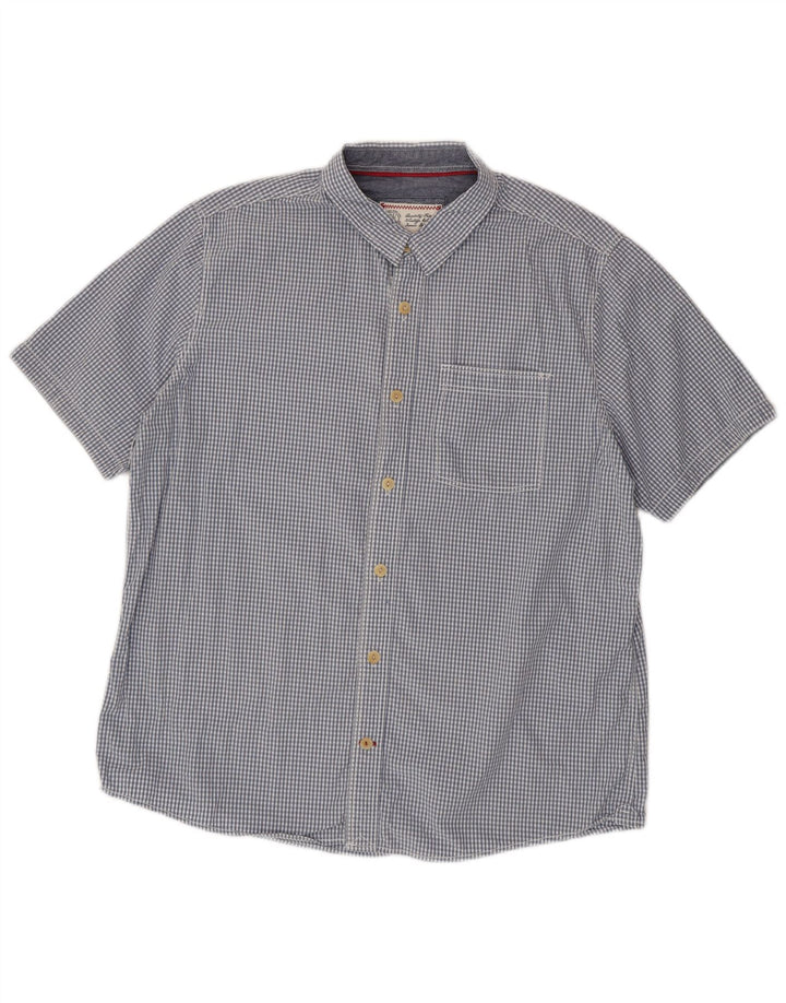 Camisa de manga corta para hombre Fat Face XL Algodón a cuadros azul