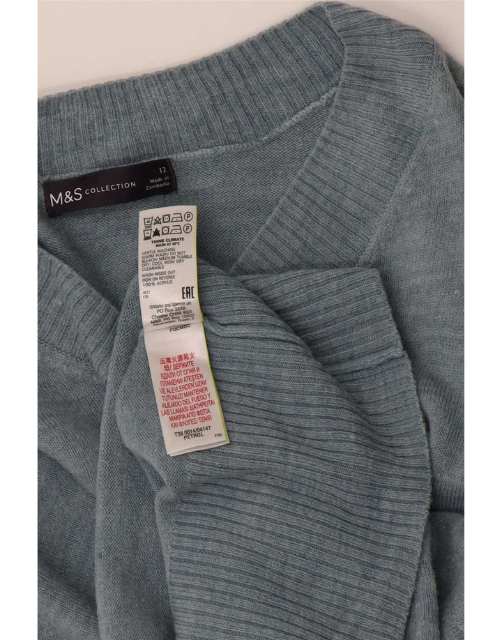 Marks & Spencer Suéter con Cuello en V para Mujer UK 40 Acrílico Azul Medio
