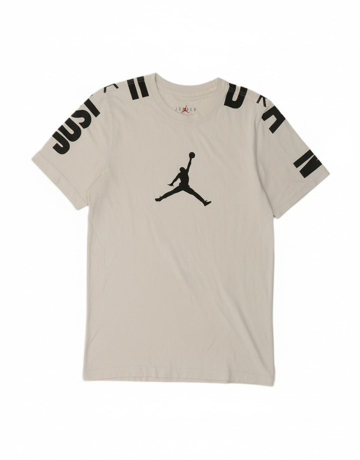 JORDAN Mens Graphic T-Shirt Top Small White Cotton