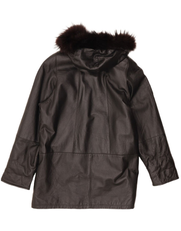 Abrigo Mujer Privilegi De Piel Oversize Con Capucha IT 50 XL Piel Negra