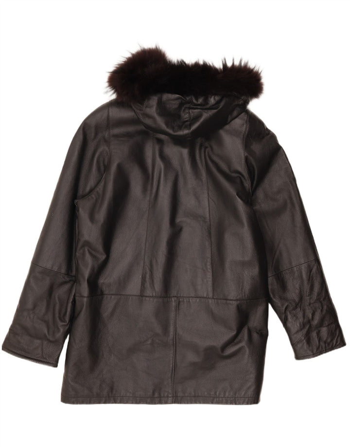 Abrigo Mujer Privilegi De Piel Oversize Con Capucha IT 50 XL Piel Negra