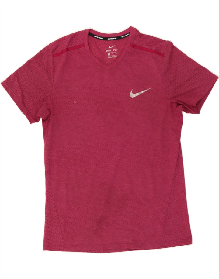 NIKE Mens Dri Fit T-Shirt Top Medium Burgundy Vintage Nike and Second-Hand Nike from Messina Hembry 