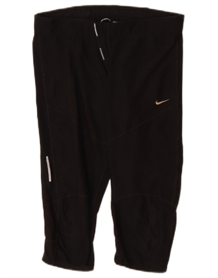 NIKE Mujer Dri Fit Capri Chándal Pantalones UK 12 Mediano Negro Poliéster