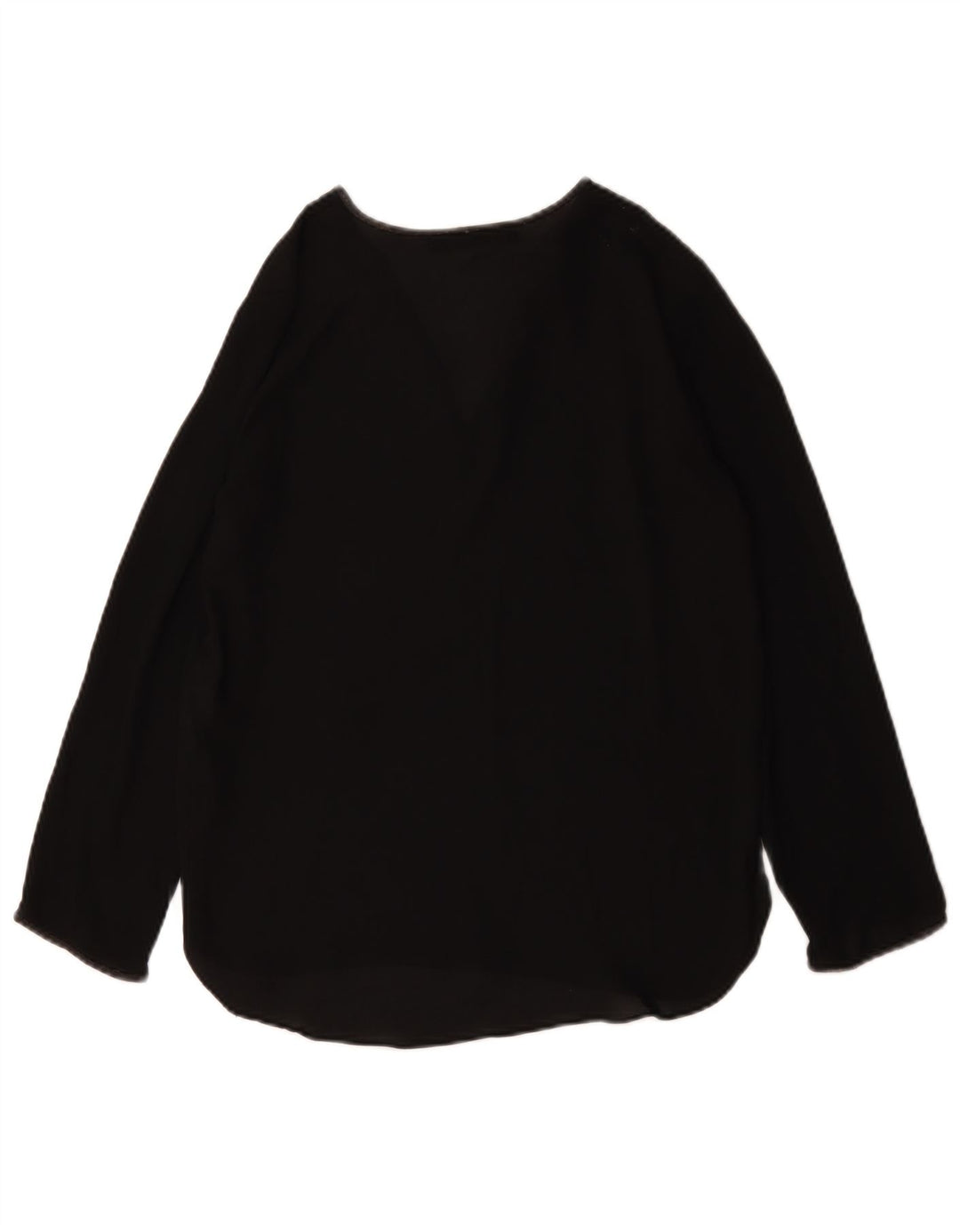 Zara Mujer Top Manga Larga UK 40 Pequeño Poliéster Negro