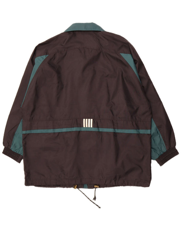 Vintage hombres chaqueta cortavientos Reino Unido 44 2XL negro colorblock nylon