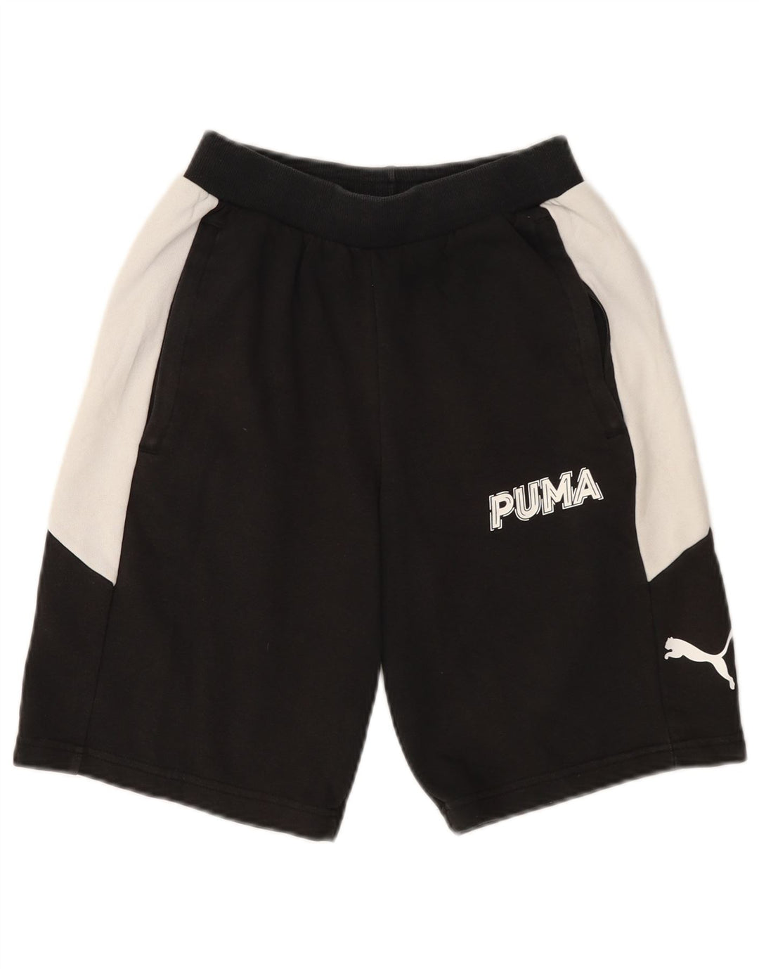 Pantalones cortos deportivos Puma para hombre de algodón color block en negro pequeño