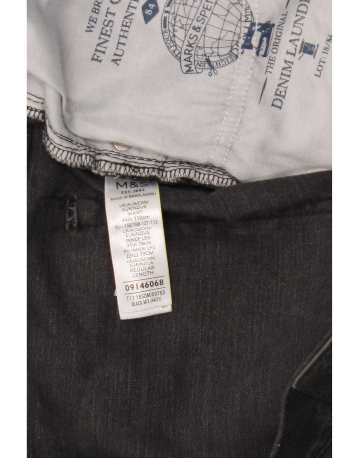 Marks & Spencer Vaqueros rectos para hombre W44 L31 Algodón negro