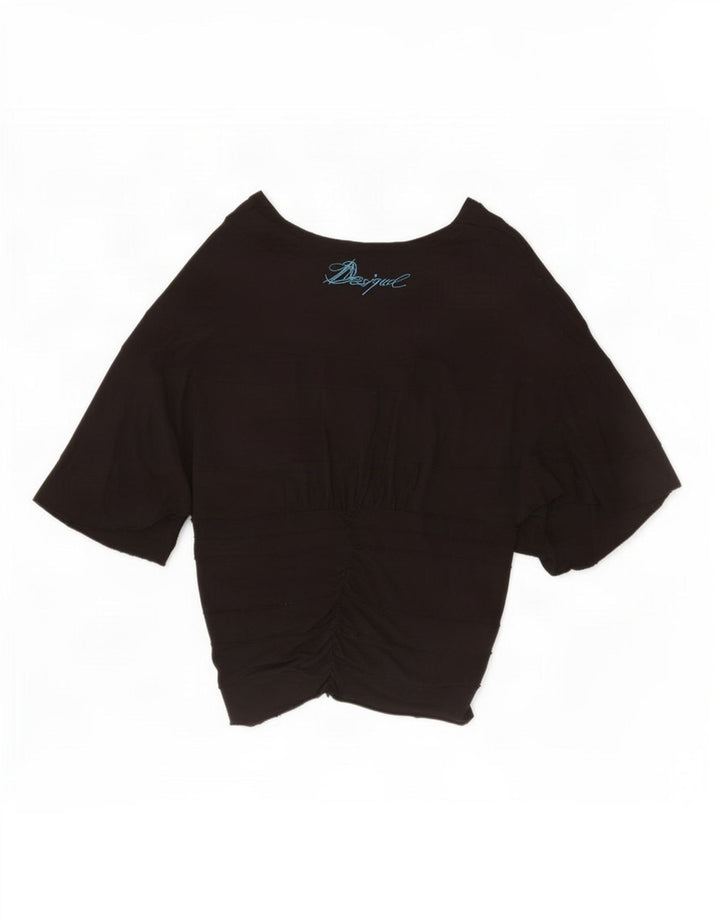 Desigual Blusa Batwing para Mujer Top UK 44 Large Viscosa Negra