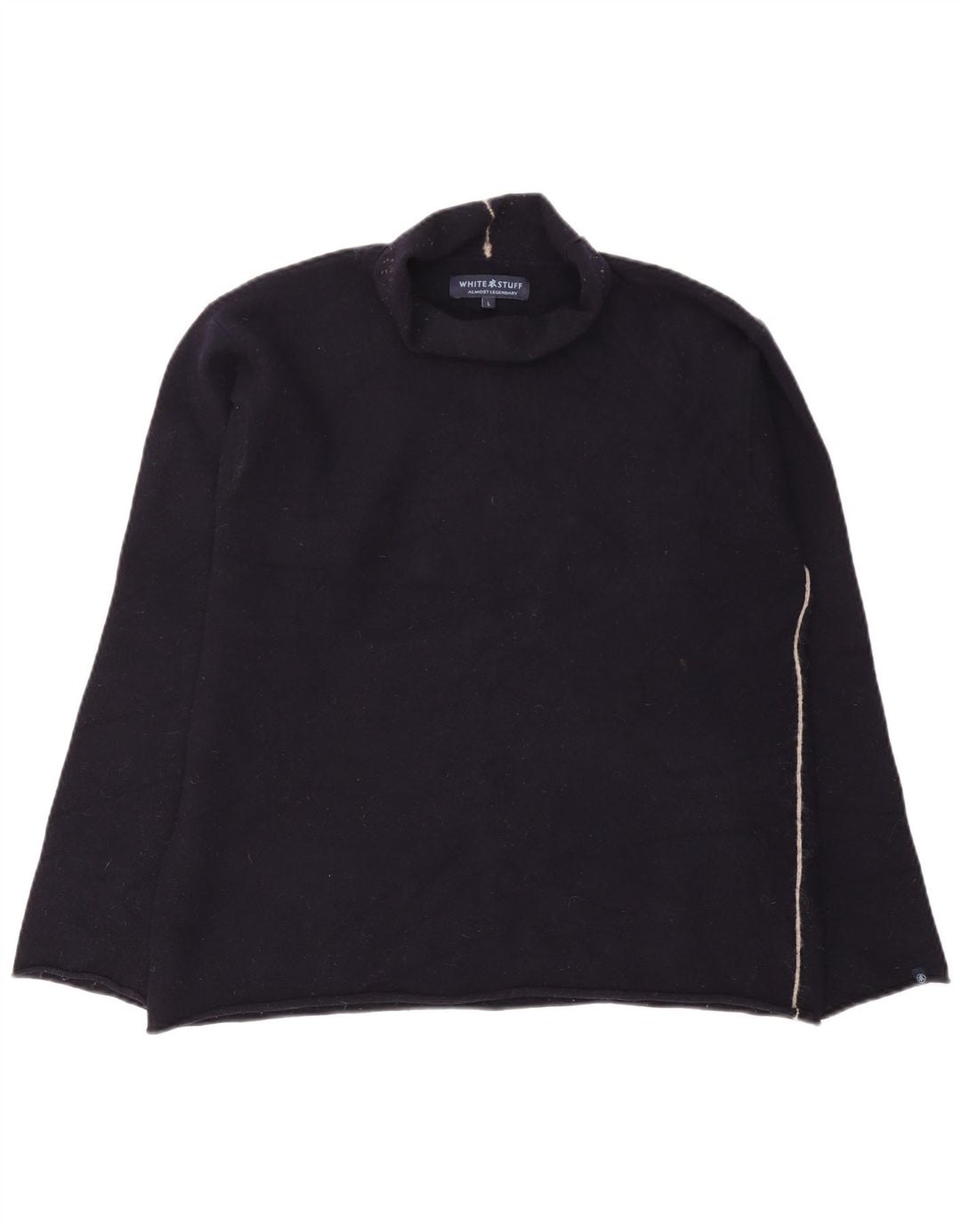 White Stuff Suéter tipo jersey con cuello vuelto para mujer UK 46 Large Lana azul marino
