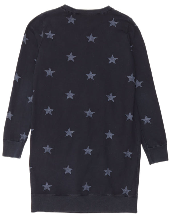 Converse Mujer Sudadera Jumper Vestido UK 10 Pequeño Azul Marino Geométrico