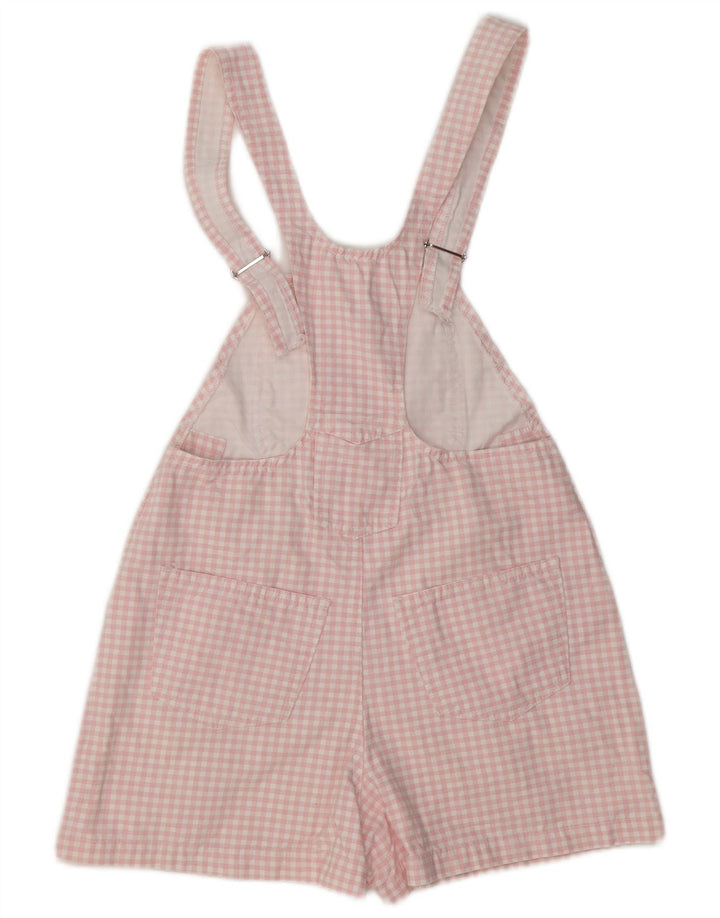 Vintage mujer Dungarees Shorts IT 40 Pequeño W30 Rosa Gingham Algodón