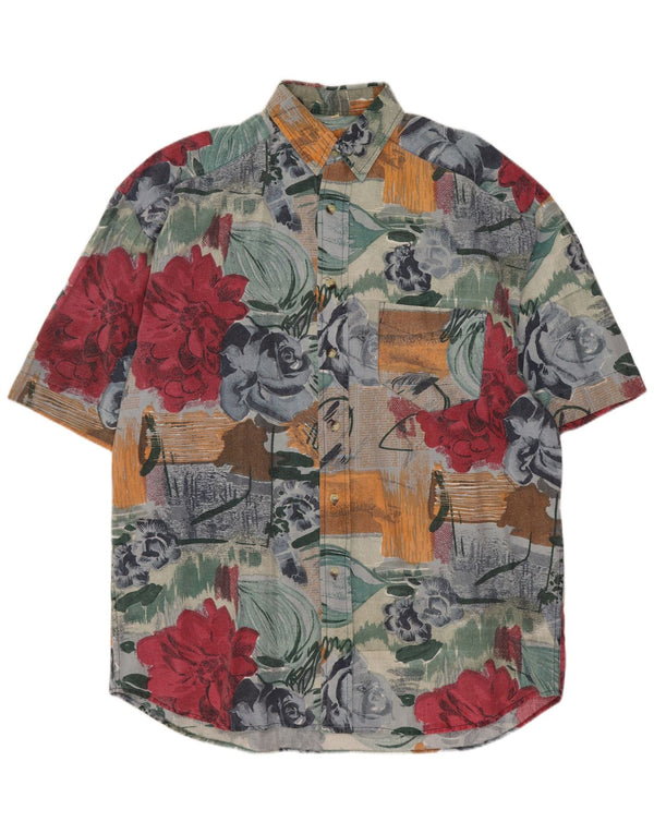 Dubin Camisa de manga corta para hombre de algodón floral multicolor mediano hawaiano