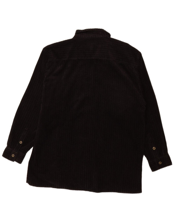 Vintage hombres sobrecamisa pana camisa grande algodón negro