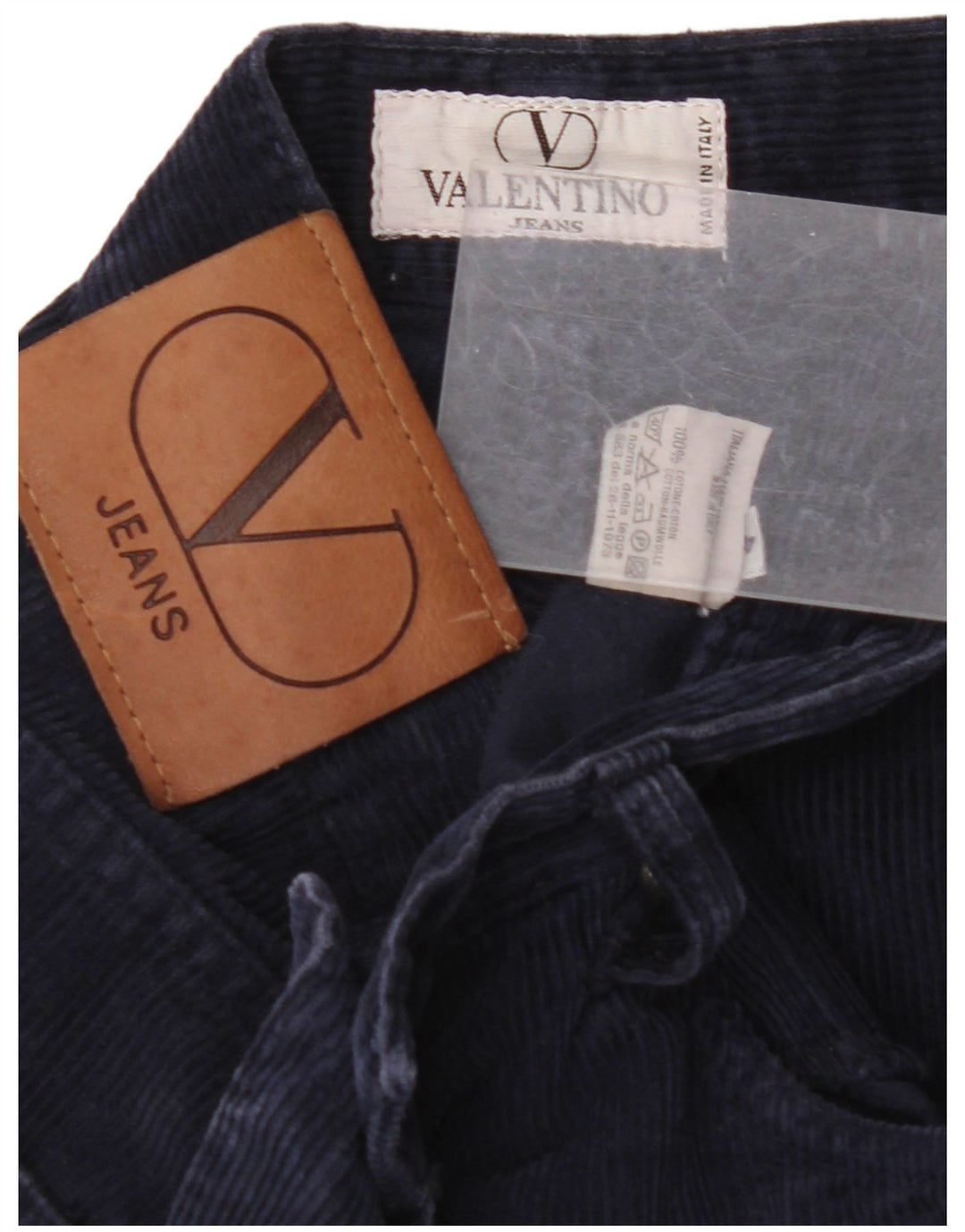 VALENTINO Pantalón recto de pana para hombre W40 L28 Algodón azul marino