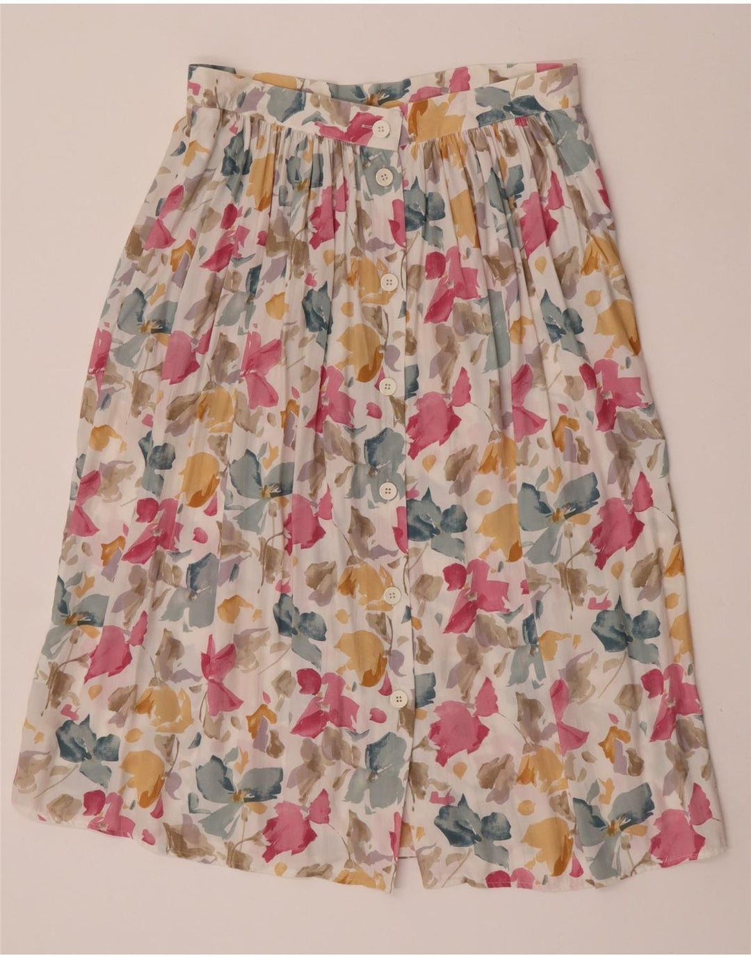 Falda acampanada vintage para mujer IT 44 Mediana W31 Viscosa floral multicolor