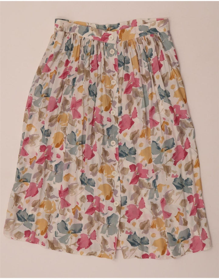 Falda acampanada vintage para mujer IT 44 Mediana W31 Viscosa floral multicolor