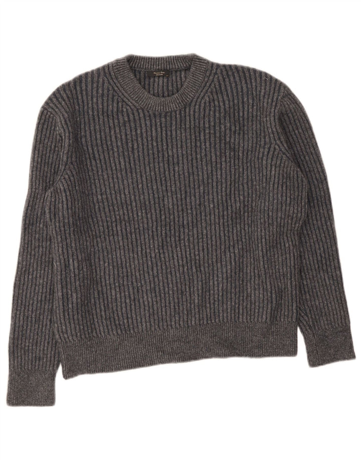 Massimo Dutti Jersey De Cuello Redondo Para Mujer UK 46 Large Lana Gris
