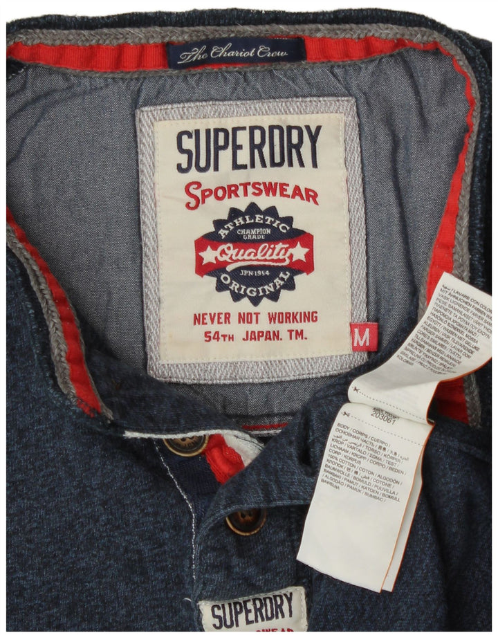 Superdry Hombre Top De Manga Larga De Algodón Moteado En Azul Marino Medio