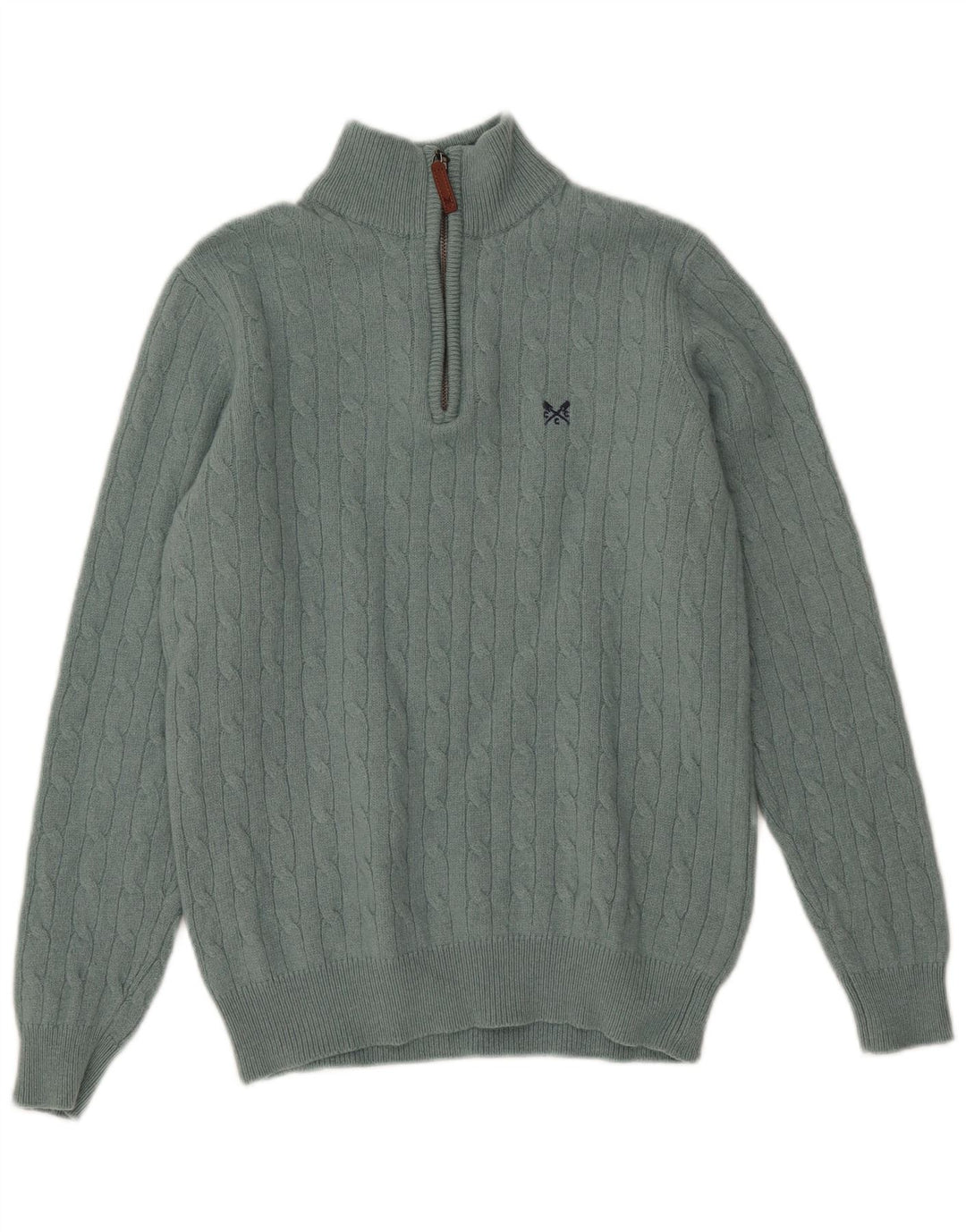 Crew Clothing - Jersey con cuello y cremallera para hombre, talla pequeña, lana verde