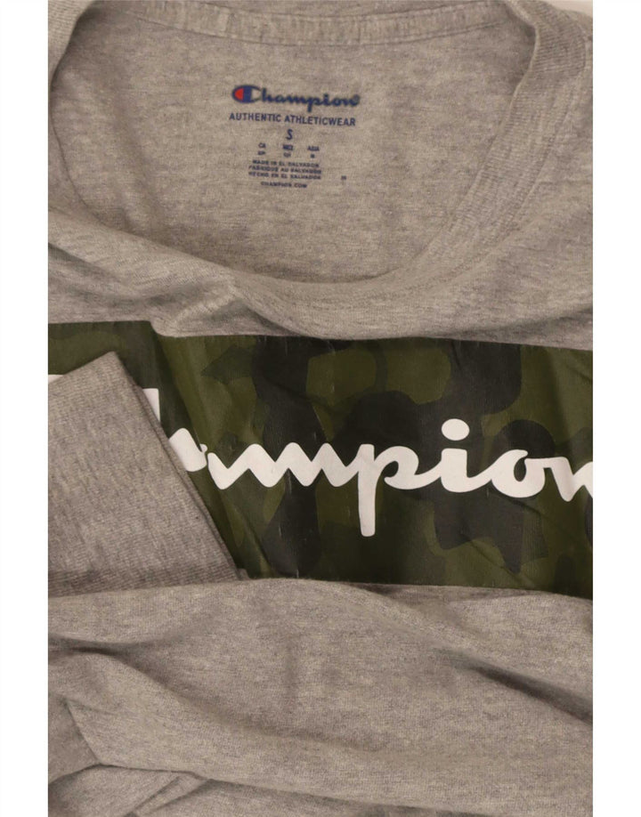 Champion Camiseta Gráfica De Manga Larga Para Hombre Gris Pequeño