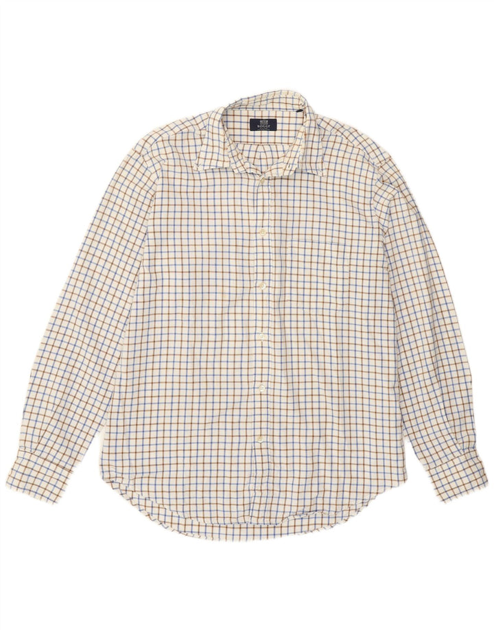 Boggi Milano Camisa Grande De Algodón A Cuadros Blancos | Hombre