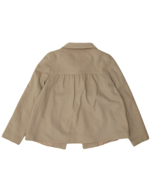 Zara Mujer Chaquetón Holgado De Lana UK 6 XS Beige Lana