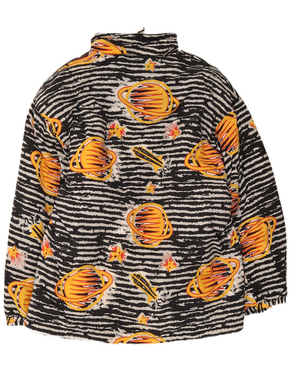 Vintage Boys Loose Fit Anorak Chaqueta 13-14 Años Poliamida Geométrica Negra