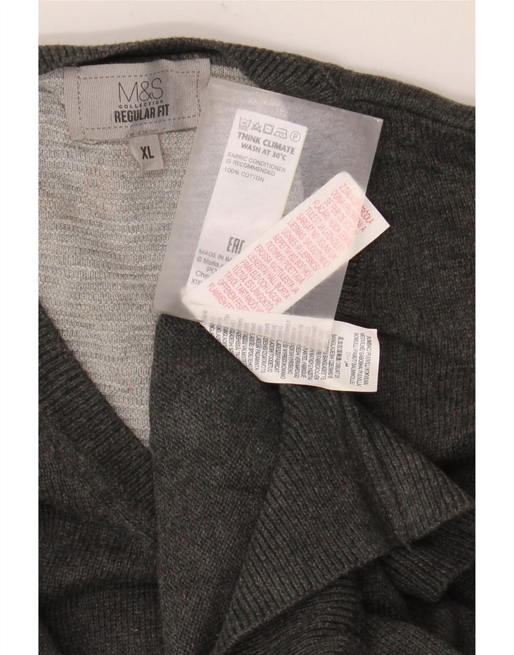 Marks & Spencer Jersey Regular Fit con Cuello en V para Hombre XL Algodón Gris