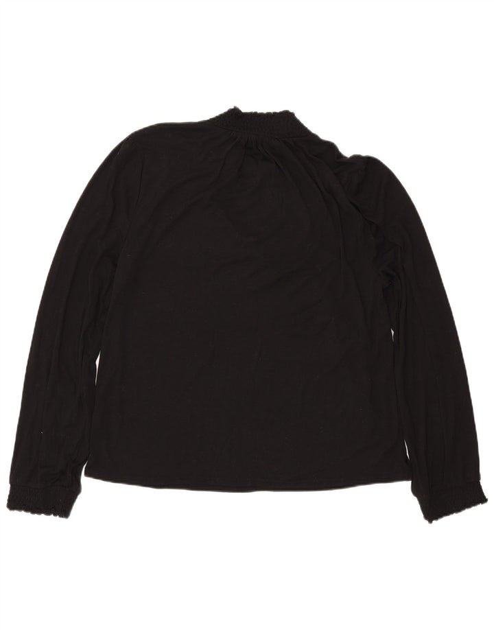 J. CREW Blusa de manga larga para mujer UK 46 Grande Poliéster negro