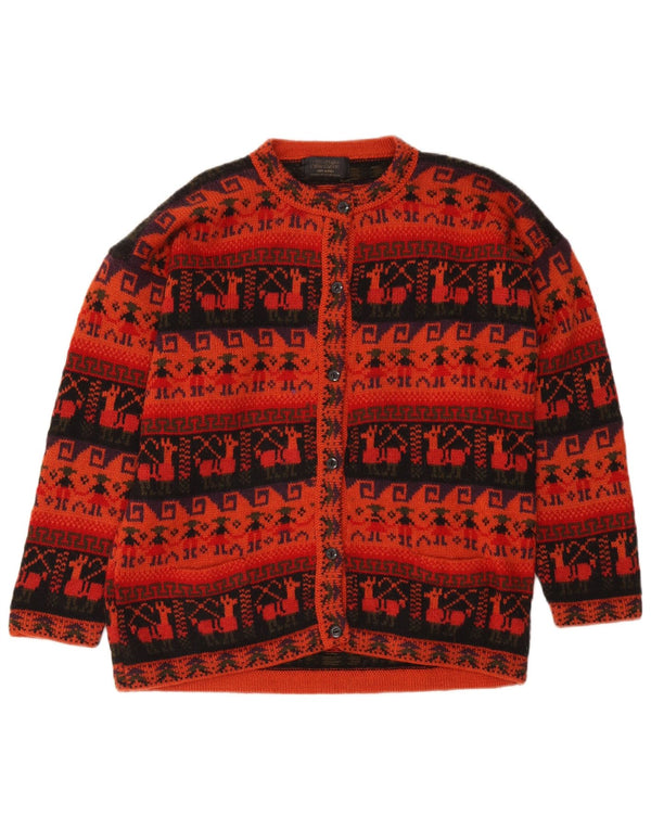 Artesanias Suéter tipo cárdigan para mujer UK 46 Grande Rojo Fair Isle Aztec