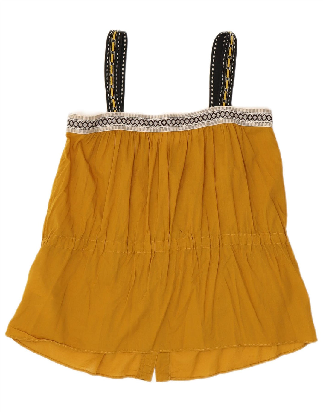Marlboro Classics Top corto de tirantes para mujer EU 38 Algodón geométrico amarillo medio