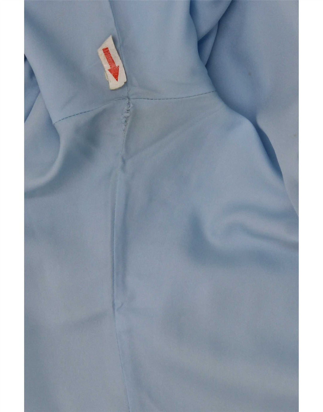 Vintage mujer camisa de manga corta blusa Reino Unido 14 poliéster azul medio