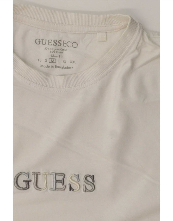 Guess Hombre Slim Fit Graphic Camiseta Top Algodón Blanco Mediano