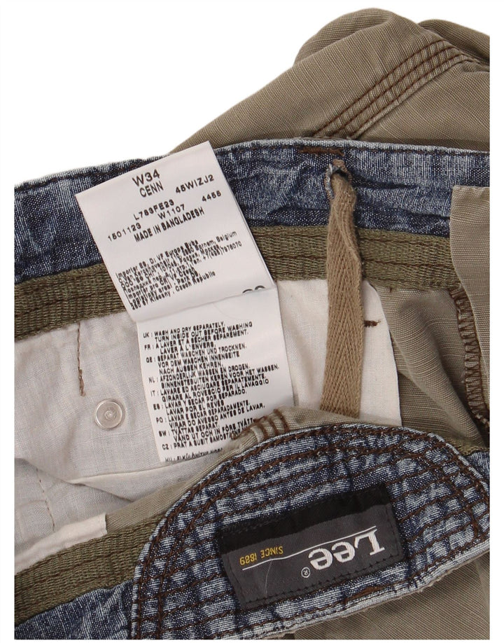 Lee Cenn Cargo Shorts W34 Grande Algodón Caqui para Mujer