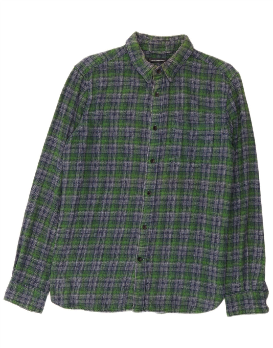 Camisa de franela de algodón a cuadros verde medio para hombre de French Connection