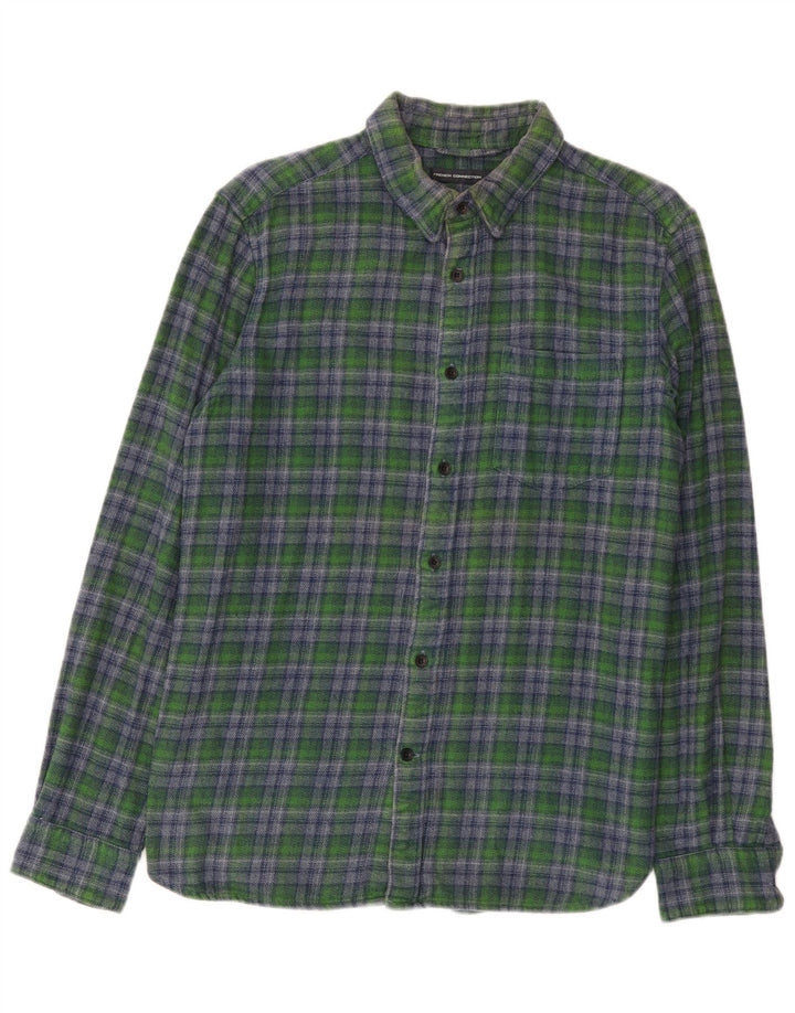 Camisa de franela de algodón a cuadros verde medio para hombre de French Connection