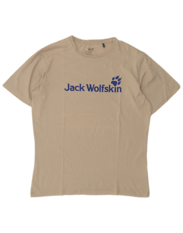 Jack Wolfskin Camiseta gráfica para hombre Top Algodón beige medio